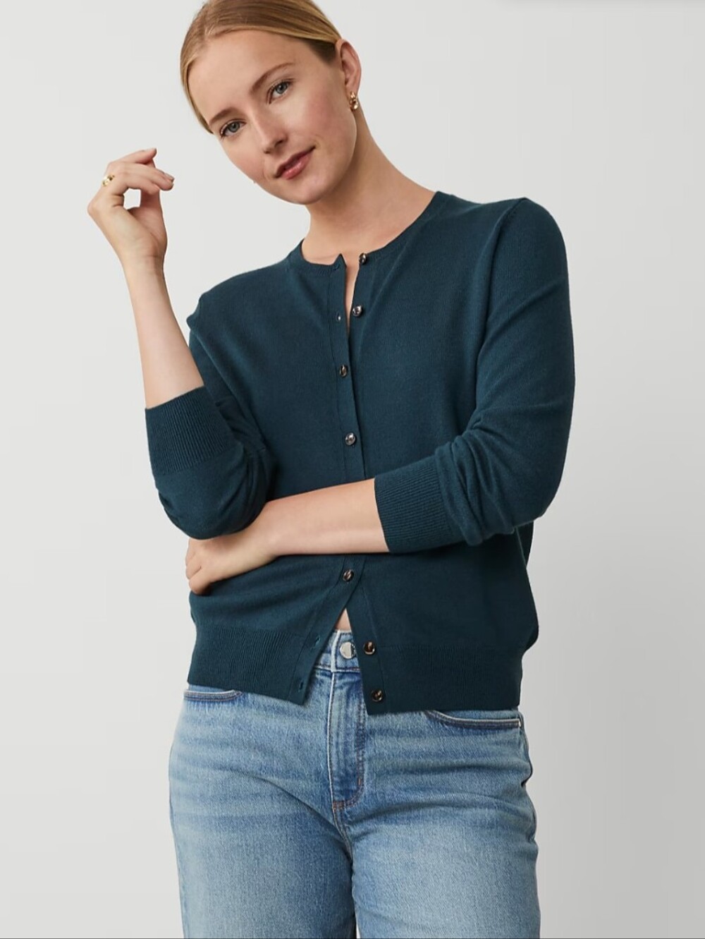 GAP Women's Dark Green New Small Button-Front Cardigan